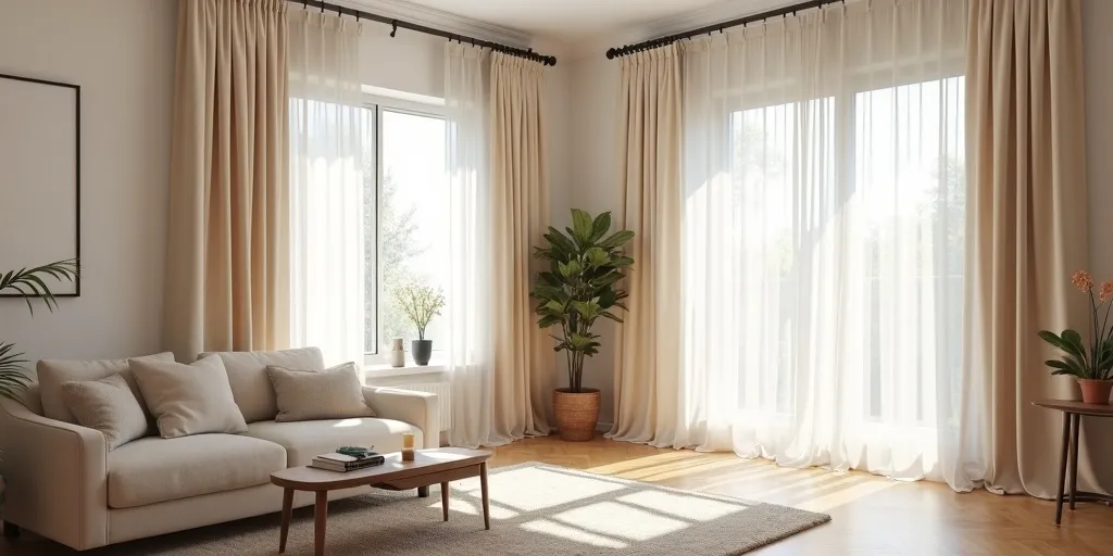 What role does the length and width of curtains play in the overall look of a room?