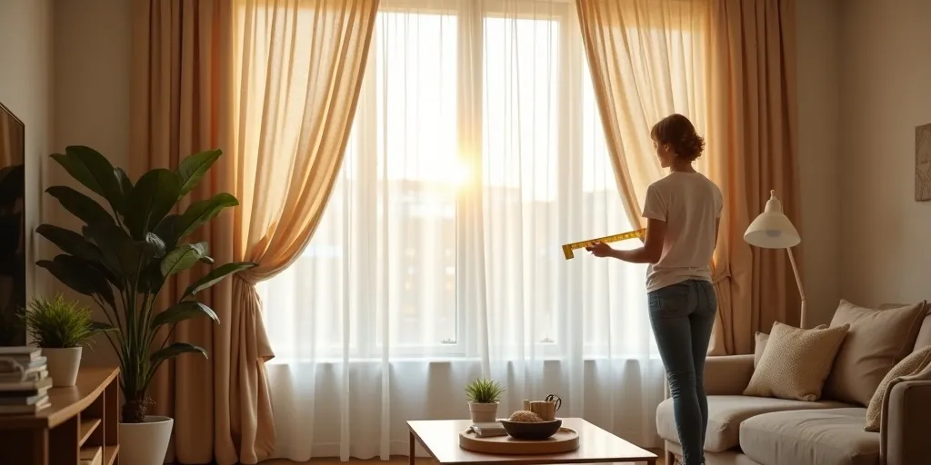 How do you determine the desired length for an eyelet curtain?